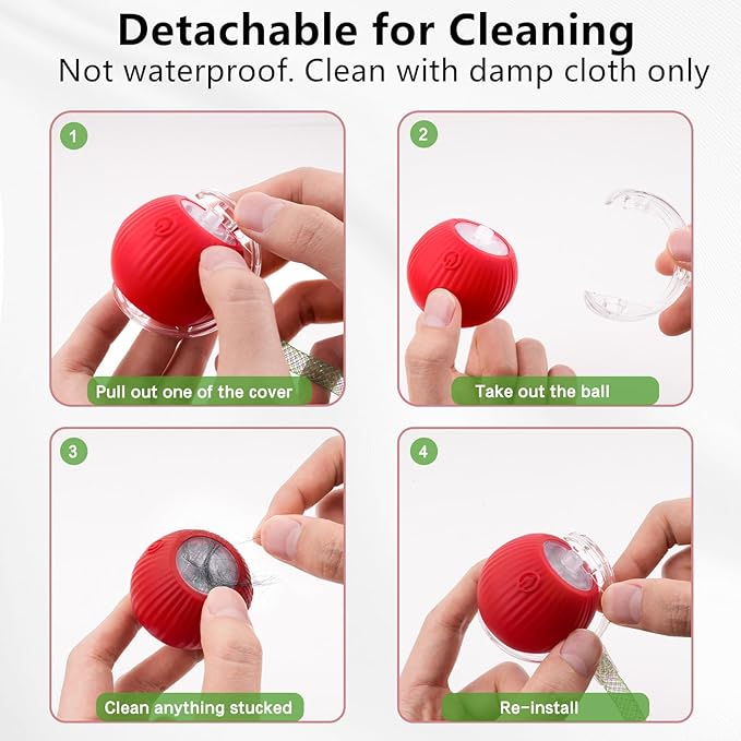 Interactive Cat Toy Balls, Automatic Rolling Cat Ball for Indoor Cats with Bird Chirping Sound & 3 Modes, Rechargeable USB Kitten Toys for Indoor Cats, 2 Fun Flexible Tails Stimulate Hunting Instincts