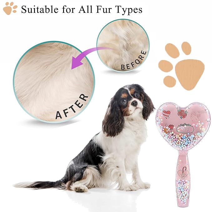 Small Dog Brush, Soft Dog Grooming Comb for Shih Tzus, Yorkies, Maltipoos, Maltese, Love Shape Puppy Massaging Pet Hair Brush, Cat Brush, for Small Dogs Cats of All Hair Types (Pink Blue)