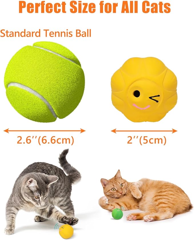 Cat Ball Toys with Bell and Catnip, 2” Bouncing Latex Rubber Pet Chew Toy Kitty Fetch Play Balls for Bored Indoor Adult Cats Kitten Puppy Small Dogs
