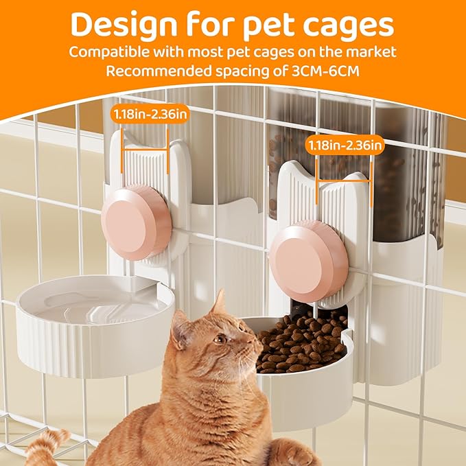 Gravity pet Food Automatic Dispenser: Small pet Feeding cage Feeder Tray - 1L Automatic pet Feeder and Sink kit, Suitable for Cats, Puppies, Rabbits, Ferrets (Blue)
