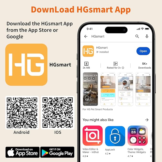 HoneyGuaridan Automatic Cat Feeder with 5G WiFi,3.5L Automatic Cat Food Dispenser for 2 Cats, APP Control Dispenser, Dual Power Supply,Desiccant Bag,10s Meal Call Black