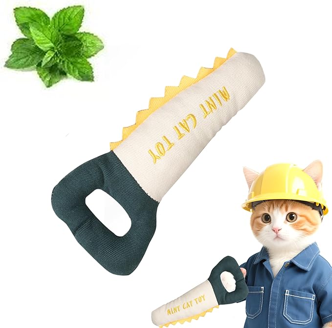Plush Catnip Saw Toy for Cats – Durable, Bite-Resistant Chew Toy Filled with Natural Catnip, Interactive Teething & Indoor Play Toy for Kittens & Adult Cats