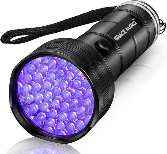 UV Flashlight , 51 LED 395nm Black Light, Ultraviolet Lite UV Light, Pet Urine Detector for Dog/Cat Urine, Dry Stains, Bed Bug, Resin Curing, Scorpions, Dry Pet Stains