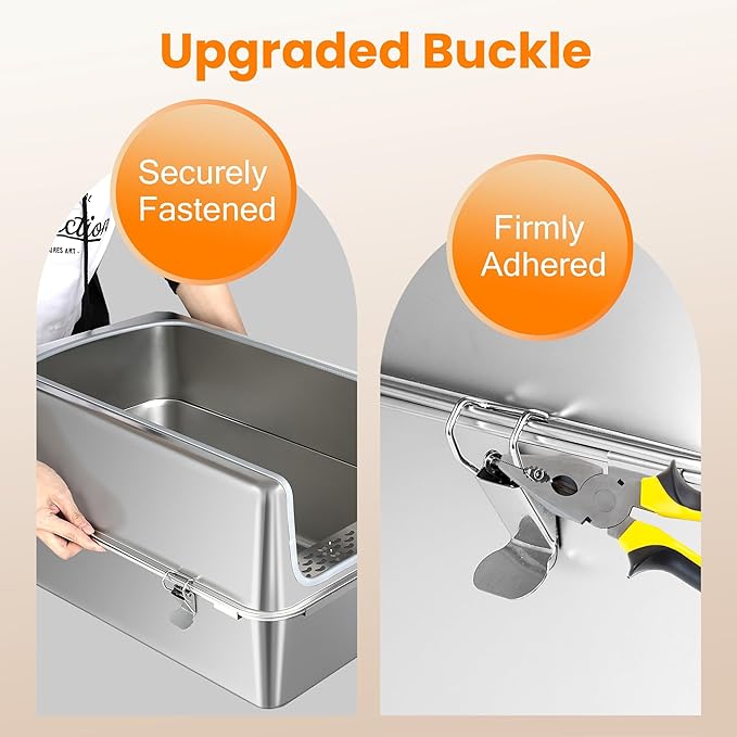 Stainless Steel Litter Box with Metal Lid and Scoop - Enclosed Metal Litter Box for Large Cats, Rust-Resistant, Odor-Control, Easy to Clean, Durable & Long-Lasting with Round Edge (XL)