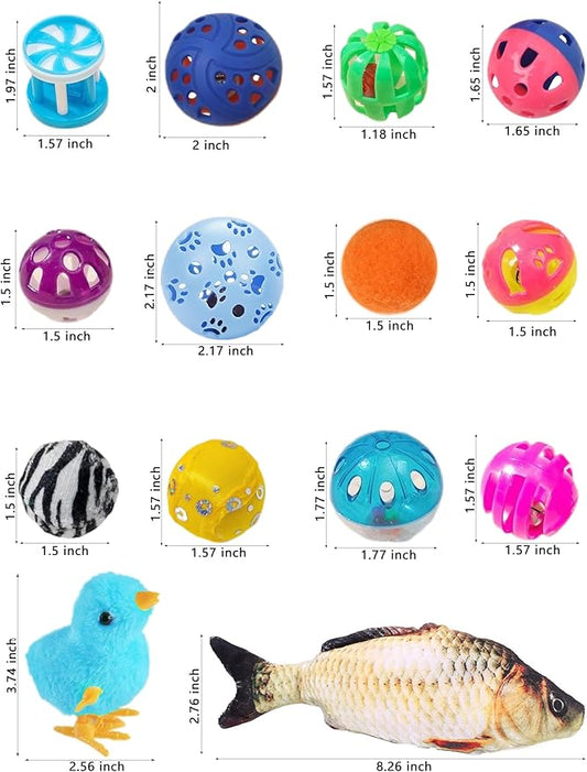 19-Piece Cat Toy Variety Pack for Kittens and Indoor Cats (1.5'' - 8.3'', Cat Toys Pro Collection)