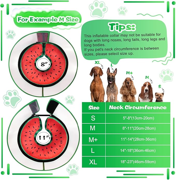 Inflatable Dog Cone Collar with Detachable Enhanced Anti-Licking Shield, Soft Neck Donut Collar for Dogs After Surgery, Adjustable Dog Cone Alternative for Large Medium Small Dogs & Cats