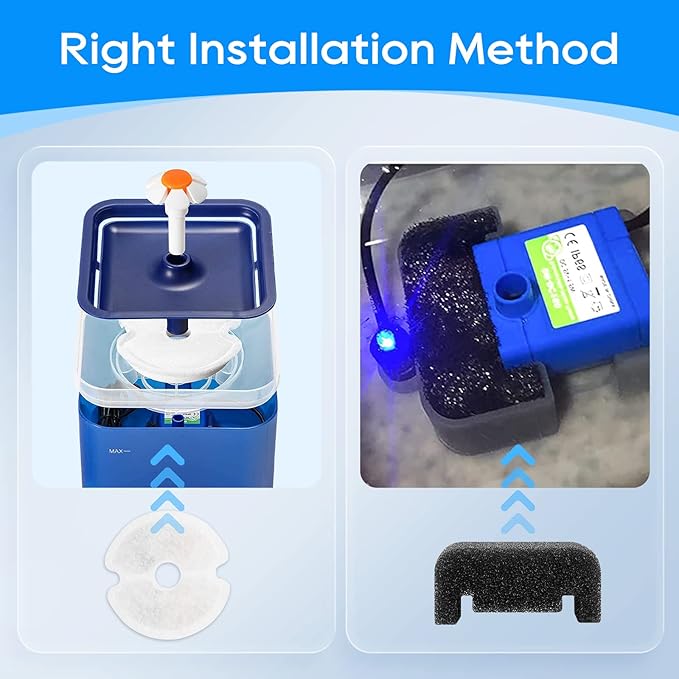 Cat Water Fountain Filter, 10 Pack Replacement & 10 Pack Pre-Filter Sponges, Fit for 67oz/2L & 84oz/2.5L Automatic Cat Pet Dog Fountain