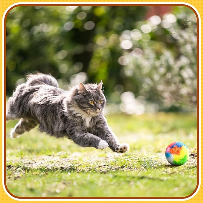 Deekin 20 Pcs Cat Pom Pom Balls Toy Kitty Yarn Puffs Assorted Color Small Plush Soft Balls Fuzzy Kitty Toy for Pet Cat 1.6 Inch in Diameter