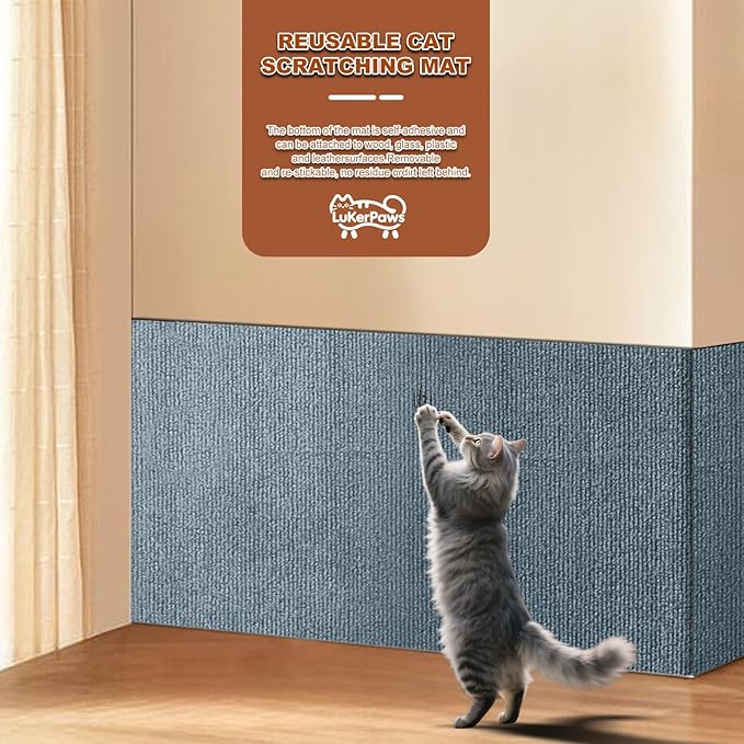 Cat Scratch Mat, Self-Adhesive Trimmable cat Scratch Furniture Protector for Couch, cat Scratch pad，cat Tree，DIY Climbing Carpet for Cat Tower Replacement Pads (Brown, 78.7" x 15.8")