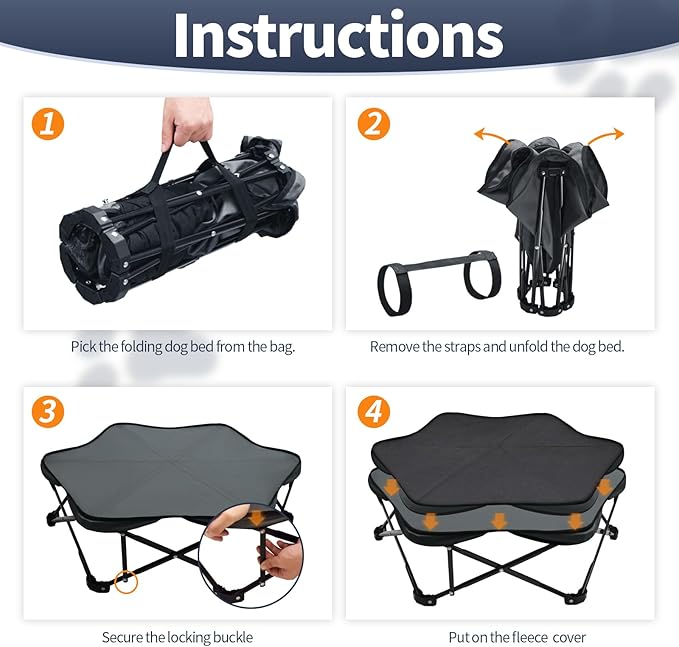 Pozico Hexagonal Elevated Dog Bed, 32" Foldable Pet Cot with Carry Handle, Removable Plush Cushion, Breathable Raised Frame for Medium/Small Dogs – Indoor & Outdoor Use