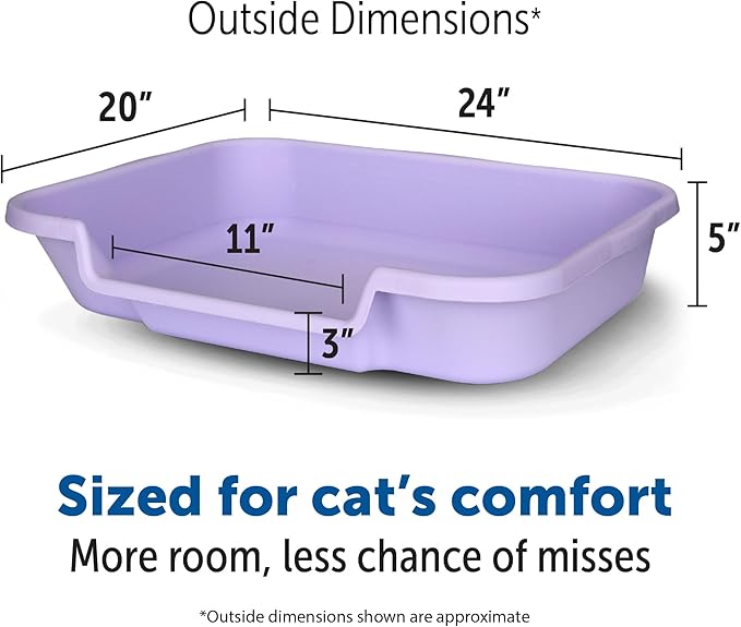 KittyGoHere Senior Cat Litter Box 1 Pack, Large Storybook Lavender Low Entrance Kitty Litter Box, Sized for Cats Comfort, Perfect for Senior and Arthritic Cats, Made in USA