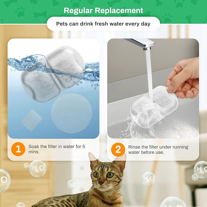 16-pack Dog Water Fountain Filter Replacement for 7L/230oz/1.8G Stainless Steel Dog Fountain Super Quiet with Triple Filtration for Large Cats Multi-Pet Home (16 Set Filters for 7L Pet Fountain)