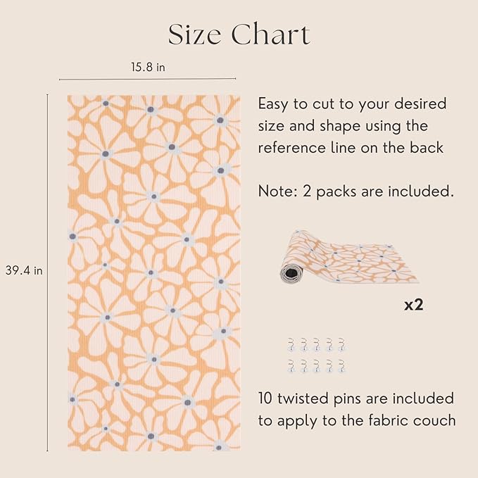 Set of Two 39.4’'x15.8’’ Trimmable DIY Upholstery Cat Anti-Scratch Mat - Asisumption Self-Adhesive Pads for Carpet, Cat Tree Shelves Replacement, Cat Climbing Walls and Couch Protector (Floral)