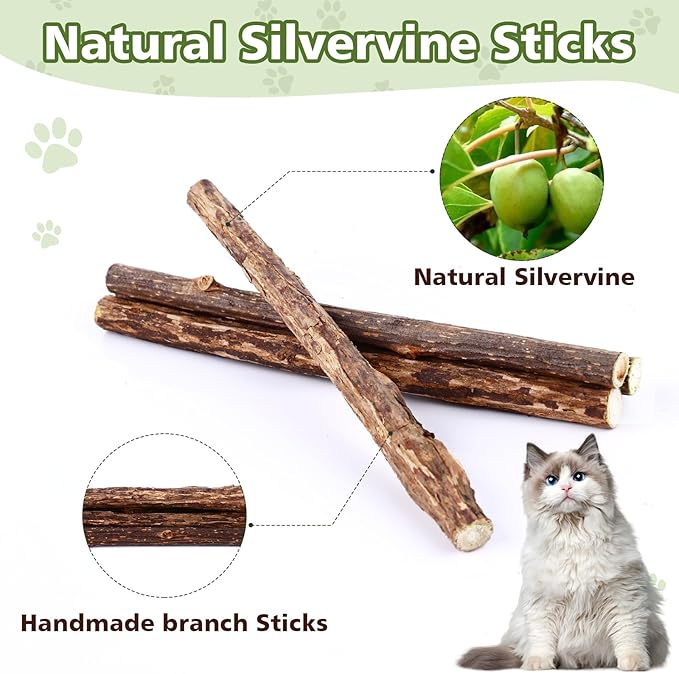 27 Pack Catnip Chew Toys for Cats,Cotton Sisal Rope Toys,Cat Natural Silvervine Sticks,for Cat Teeth Cleaning and Dental Care,Interactive Toy for Bored Indoor Cats