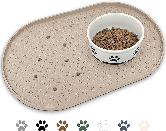 KPWACD Dog Food Mat Anti-Slip Bowl Mats for Food and Water, High-Lips Waterproof Pet Placemat Prevent Messy Spills to Floor, Silicone Puppy Feeding Trays for Large Medium Small Dogs Cats