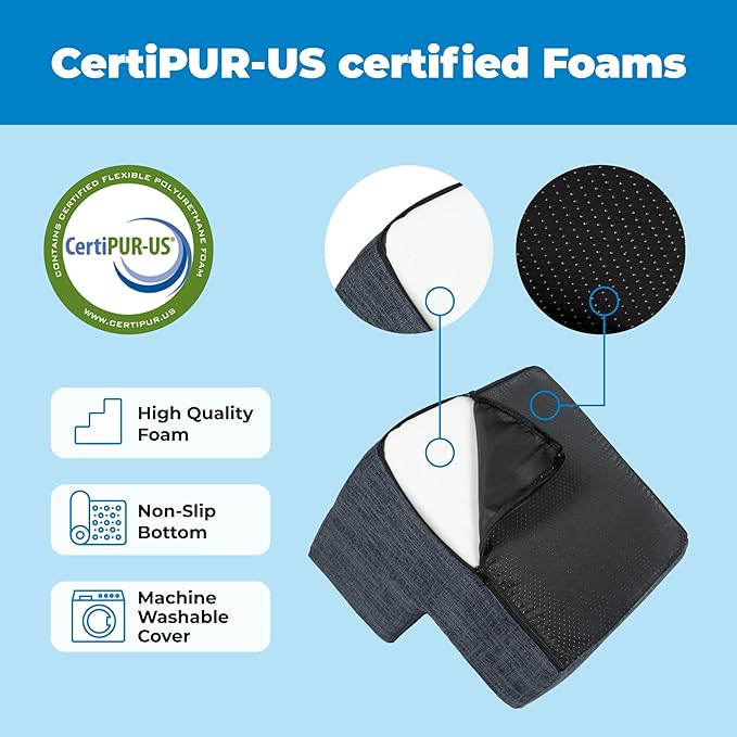 Best Pet Supplies Dog Stairs & Steps - Foam Steps for Small Dogs & Cats, Non-Slip Indoor Balanced Pet Step Support, Dog Ramp, No Assembly, Dark Gray Linen, 2-Step (12-inch Height)