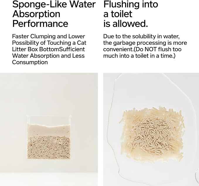 pidan Tofu Cat Litter Clumping,Flushable,Ultra Absorbent and Fast Drying, 100% Natural Ingredients Litter,Solubility in Water,Really Dust-Free,Less Scattering (5.3lb×1bag)