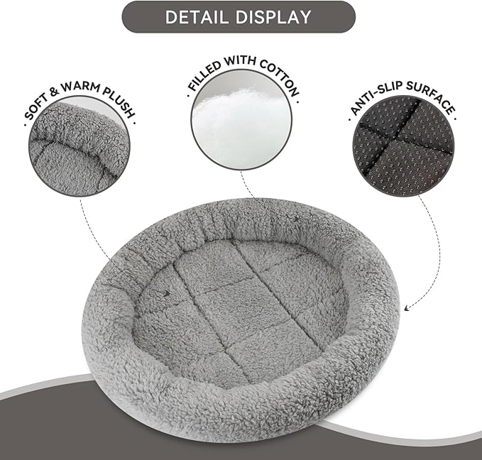 PETLESO Cat Bed Mat 15.75" Round Pad with Pillow Around, Indoor Soft Warm Pet Bed for Small Dog Cats Rabbit Curling Sleep/Nap, Antiskid Bottom, Washable, Medium