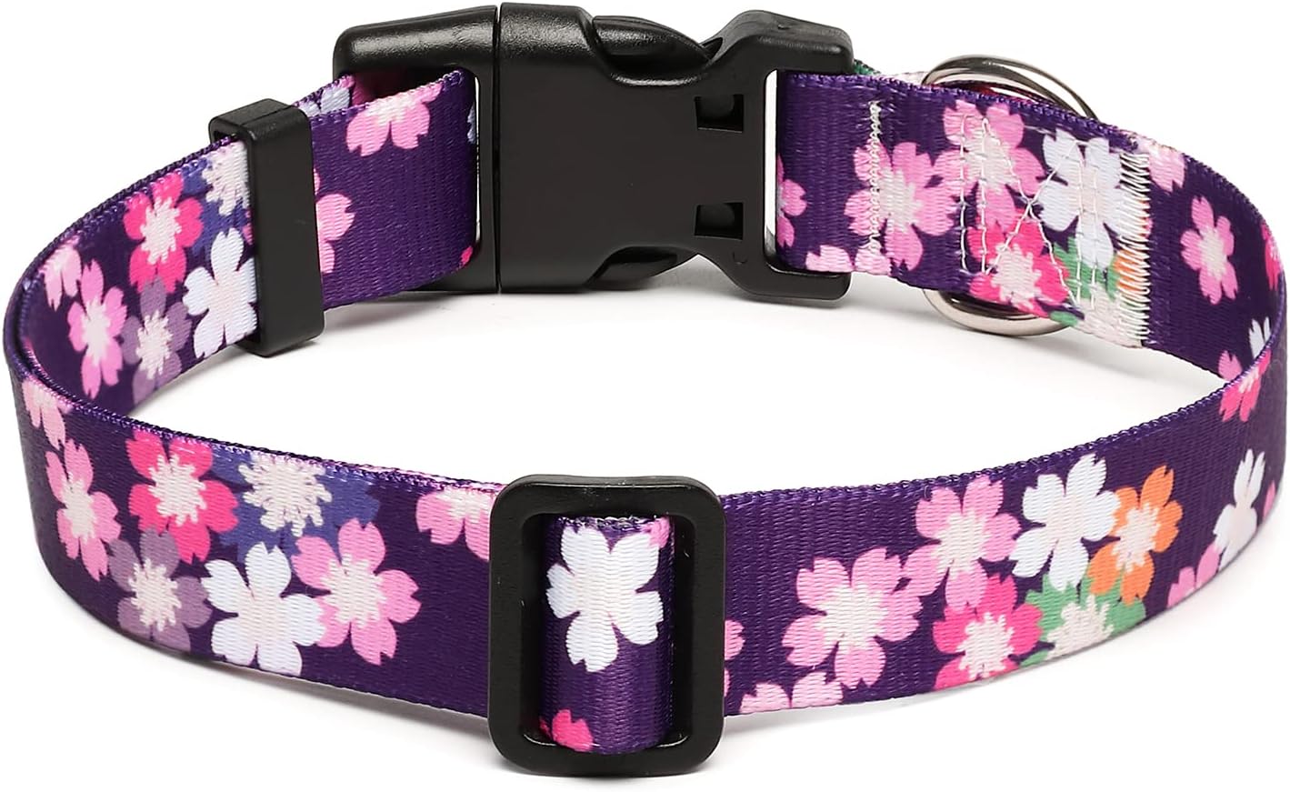 Mercano Adjustable Dog Collar - Special Design Patterns, Soft Nylon Comfortable Sturdy Pet Collar for Small Medium Large Dogs (M, Floral Pink)