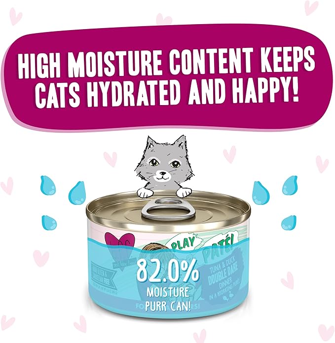 Weruva B.F.F. Play - Best Feline Friend Paté Lovers, Aw Yeah!, Tuna & Duck Double Dare with Tuna & Duck, 2.8oz Can (Pack of 12)