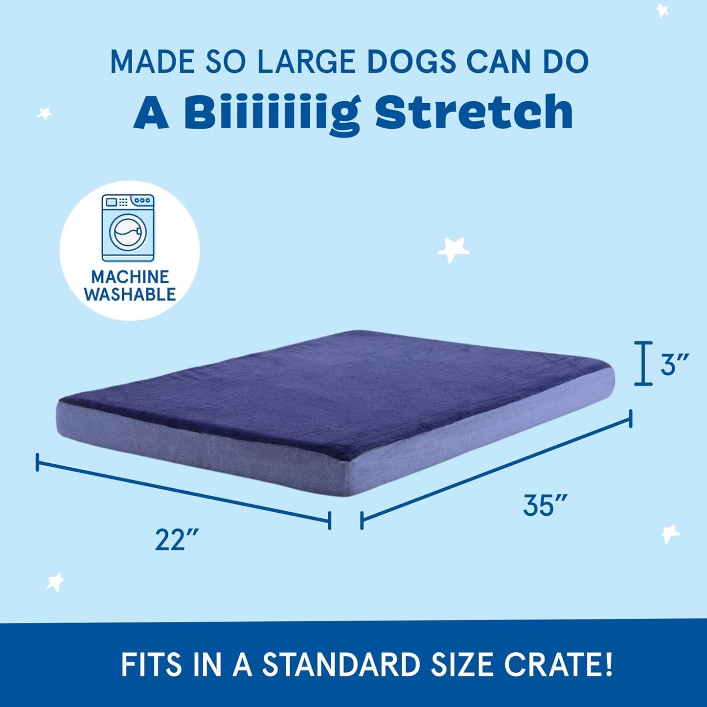 Barkbox Orthopedic Dog Bed with Memory Foam, Premium Comfort for Dogs and Puppies, Dog Bed for Joint Relief and Restful Sleep, Durable and Easy to Clean - Navy, Large