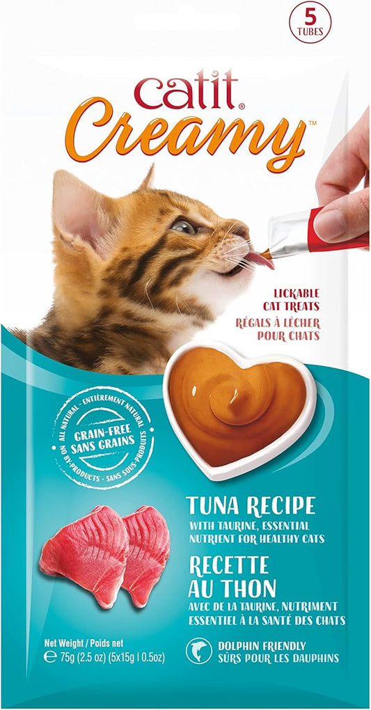 Catit Creamy Lickable Cat Treat – Hydrating and Healthy Treat for Cats of All Ages - Tuna, 5-Pack