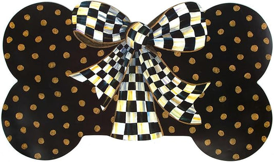 MACKENZIE-CHILDS Pup Placemat, Cute Pet-Food Mat for Dog Bowls and Cat Bowls, Courtly Bow