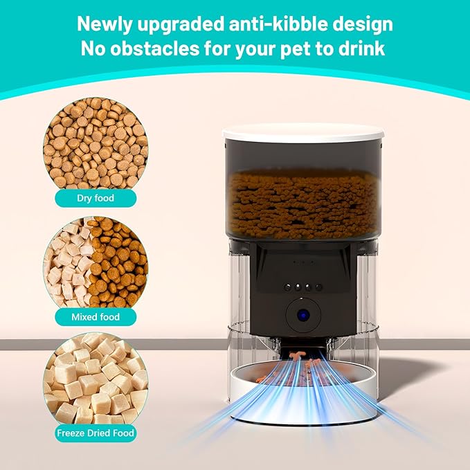Automatic Cat Feeder with Camera, 2.4Ghz WiFi Timed Dog Food Dispenser with APP Control, 3L Auto Dry Food Feeders for Pets with HD Video, 1-8 Meals/Day, 10s Voice Recorder (Camera and WiFi)