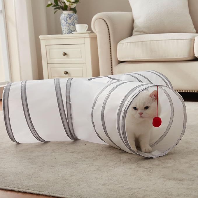 Cat Tunnels for Indoor Cats 3 Way Play Toy Kitty Tunnel Peek Hole Toy with Ball for Cat Tube Fun for Rabbits Kittens and Dogs