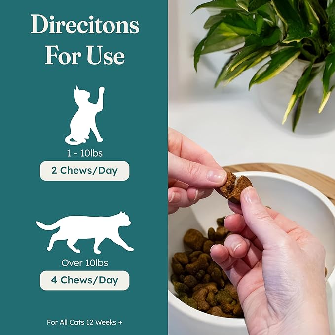 Immune Plus Chews for Cats - Vet-Reviewed - Boosts Immunity & Liver Health with Turkey Tail, Reishi & Milk Thistle | Promotes Shiny Coat & Reduces Lumps | 60 Chicken-Flavored Soft Chews