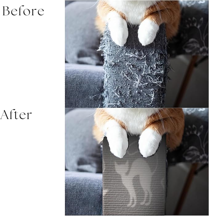 Set of Two 39.4’'x15.8’’ Trimmable DIY Upholstery Cat Anti-Scratch Mat - Asisumption Self-Adhesive Pads for Carpet, Cat Tree Shelves Replacement, Cat Climbing Walls and Couch Protector (Grey Cats)