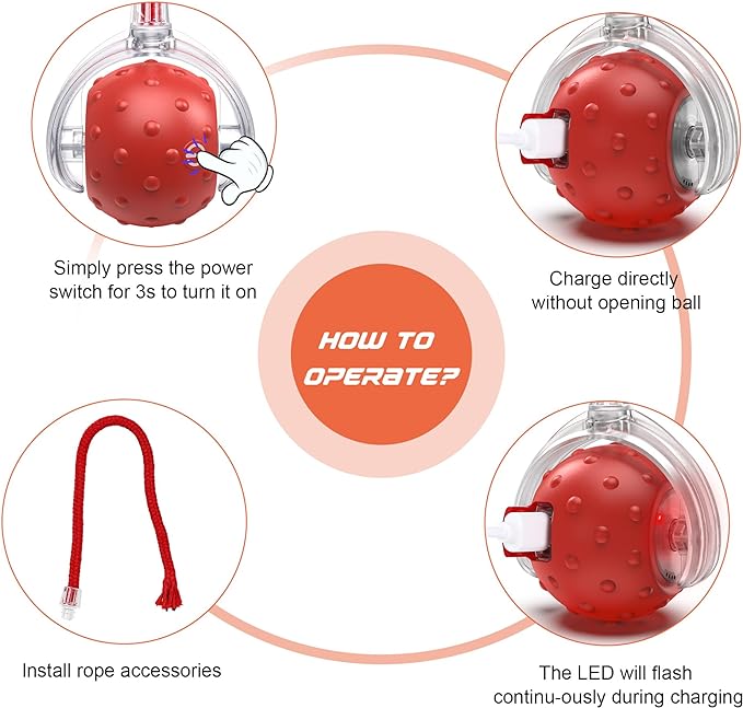 IOKHEIRA Interactive Cat Toys Ball, Motion Activate Electric Cat Toy, Automatic Pet Exercise Toys, Simulate Bird Calls, USB Rechargeable (Long Tail)