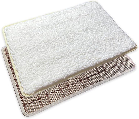 Replacement Pad for Dog Carrier Cat Carrier Pet Carrier, Plush and Rattan Mats, Double-Sided, Dog Bed Mat Crate Mat Kennel Pad 2-Pack 17" * 11"