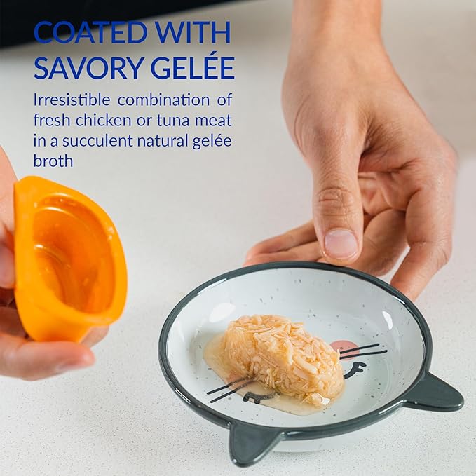 INABA Twins for Cats, Side Dish/Topper Cups, 1.23 Ounces per Serving, 16 Servings, Tuna & Chicken with Salmon Recipe