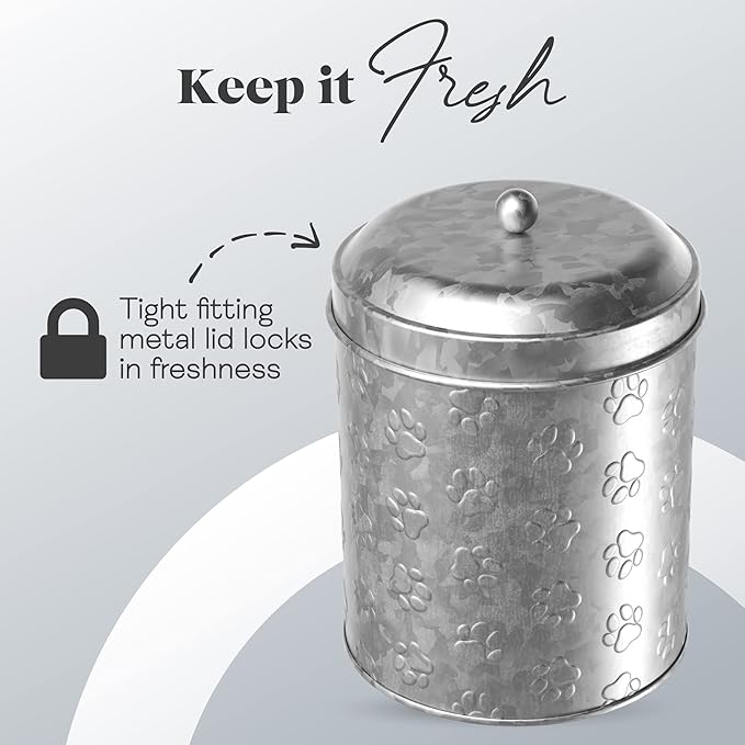 Amici Home Puppy Paws Galvanized Metal Food Canister (7CDI071)