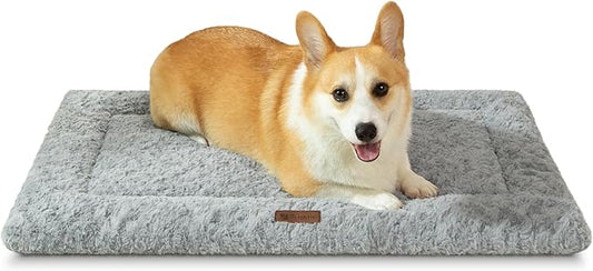 Fluffy Reversible Dog Bed Mat - Ultra Soft & Machine Washable Dog Crate Pad fit for Metal Kennel, Cozy Sleeping Mat, 35" x 22", Light Gray