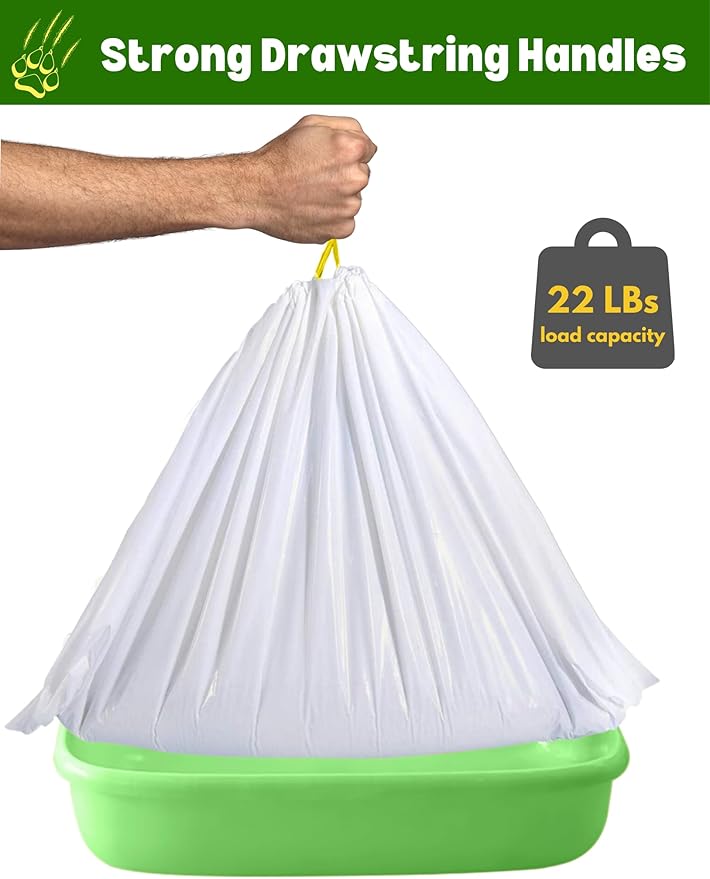 Cat Litter Box Liners Drawstring XL (30 Bags) 39" x 17" Super Jumbo Scratch Resistant Extra Heavy 2 Mil Disposable Litter Box Liner Cat Litter Tray Bags (30 Count)