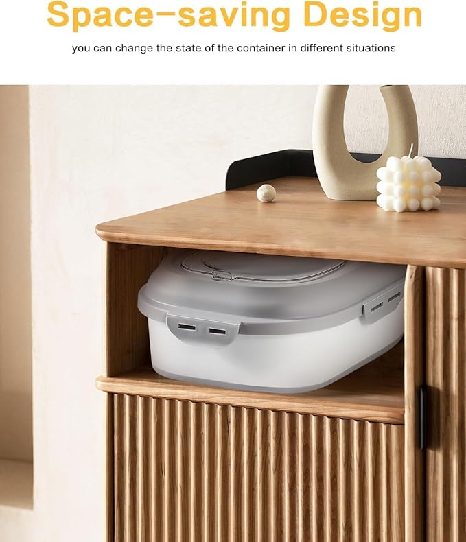 ANVS 2 Pack Dog Food Storage Container - Collapsible Cat Food Container with Airtight Lids, and Scoop,Dry Food For Dog, Cat and Other Pet Food (Grey, 10 lbs)