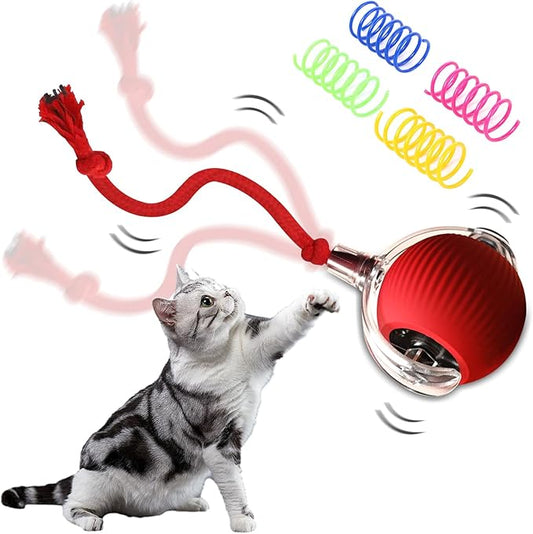 Interactive Cat Toys Ball,2025 New Upgrade Smart Automatic Moving Cat Toys, ElectricI Interactive Rolling Ball for Dog&Cat Indoor Activity.(red)