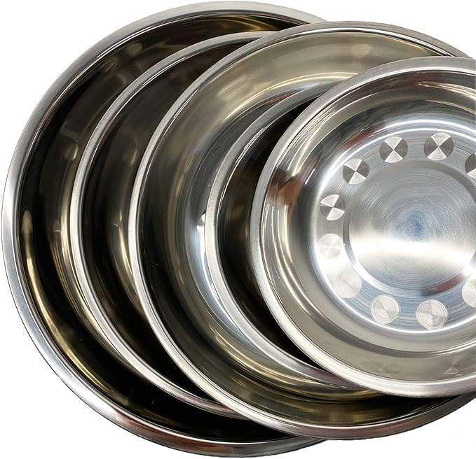 kathson Stainless Steel Whisker Relief Cat Bowl, 4 pcs Shallow and Wide Bowls, Pet Cat & Dog Feeding Large Dishes Fits with Elevated Stands Pet Bowl Stand (10.22 Inch Dia.)