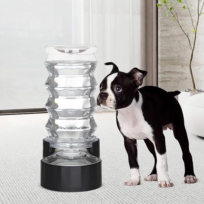 RIZZARI Dog Water Dispenser Bowl: 8L Large Black Stainless Steel Automatic Pet Fountain with Replaceable Filter - Anti-Splash Design for Busy Owners