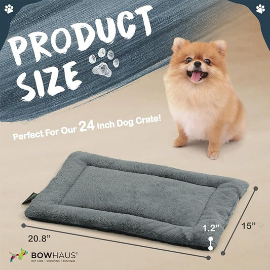 20.8" x 15” Machine-Washable Fluffy Dog Bed for 24" Kennel, Soft Crate Mat with Non-Slip Bottom, Cozy Pet Pad for Sleeping, Small Dog Kennel Flat Bed
