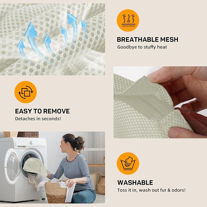 Cat Desk Bed & Perch - Breathable Soft Mesh Cat Hammock Nest for Home Office Desk, 360° Flexible Adjustable, Holds Up to 61 lbs for Gaming/Study Table (Beige)