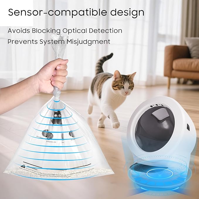 45 Pack Cat Litter Box Robot 4 and 3 Waste Bags, Automatic Litter Box Liners Bags, Tear-free, Sensor-compatible, 9-11 Gallon Capacity