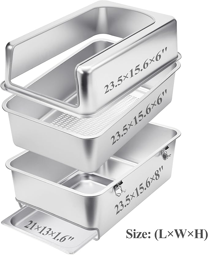 8" Sifting Pull-Out Cat Litter Box with Lid for Pine Pellets