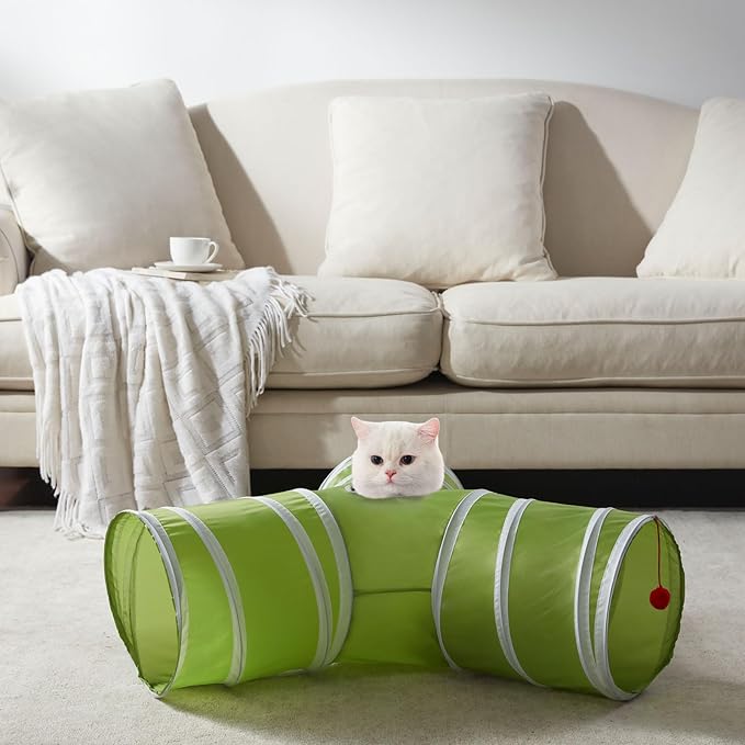Cat Tunnels for Indoor Cats 3 Way Play Toy Kitty Tunnel Peek Hole Toy with Ball for Cat Tube Fun for Rabbits Kittens and Dogs