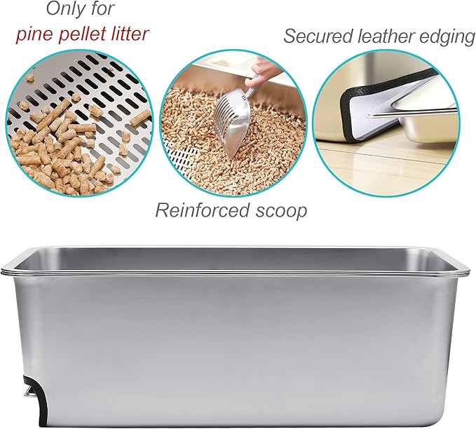 8" Pull-Out Sifting Cat Litter Box for Pine Pellets