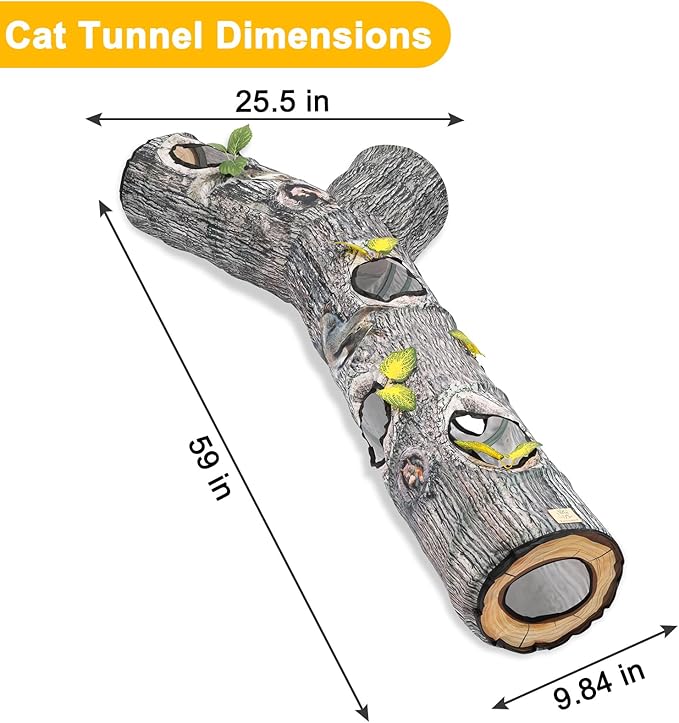 Fhiny Cat Tunnels for Indoor Cats, 3 Way Collapsible Cat Tubes and Tunnels with Peek Holes Interactive Toy Maze House Play Tunnel Puzzle & Hideaway for Cat Kitten Puppy Rabbit Guinea Pig Ferret