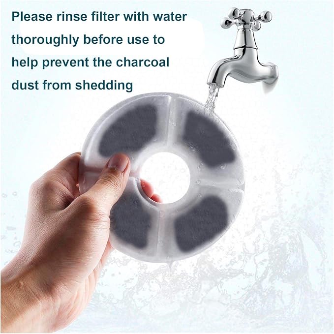 Cat Water Fountain Filters 16 Pack,50% More Activated Carbon, Genuine Cat Flower Fountain Replacement Filters for Pet Dog Drinking Water Dispenser Triple Filtration (Not for Catit)