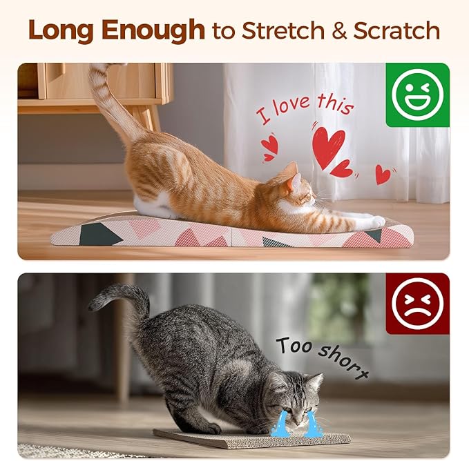 ComSaf Cat Scratcher Carboard Pad 32"x10", Large Cat Scratcher Bed for Indoor Cats, Durable Cat Scratching Board, Recycle Cat Scratch Pad for Adult, Big, Medium, Small Cats Lounger